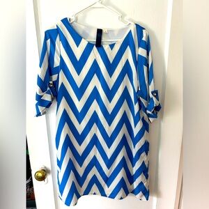 Chevron Periwinkle Blue and White Dress